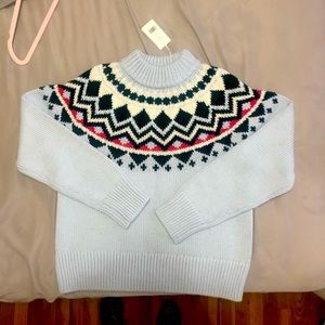 TORY BURCH | TORY SPORT Merino Wool Blue Silk Fair Isle Sweater